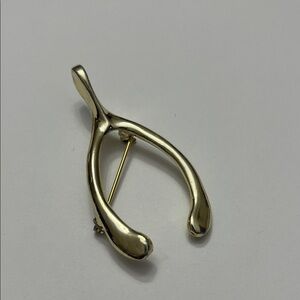 Gold Wishbone Brooch